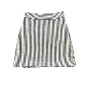 Theory Skirt Womens 00 White Blue Virgin Wool Blend Bubble A-Lined Back Zip Mini